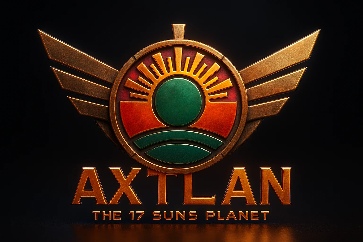 Logotipo clásico oficial de Axtlan, vívido y en relieve